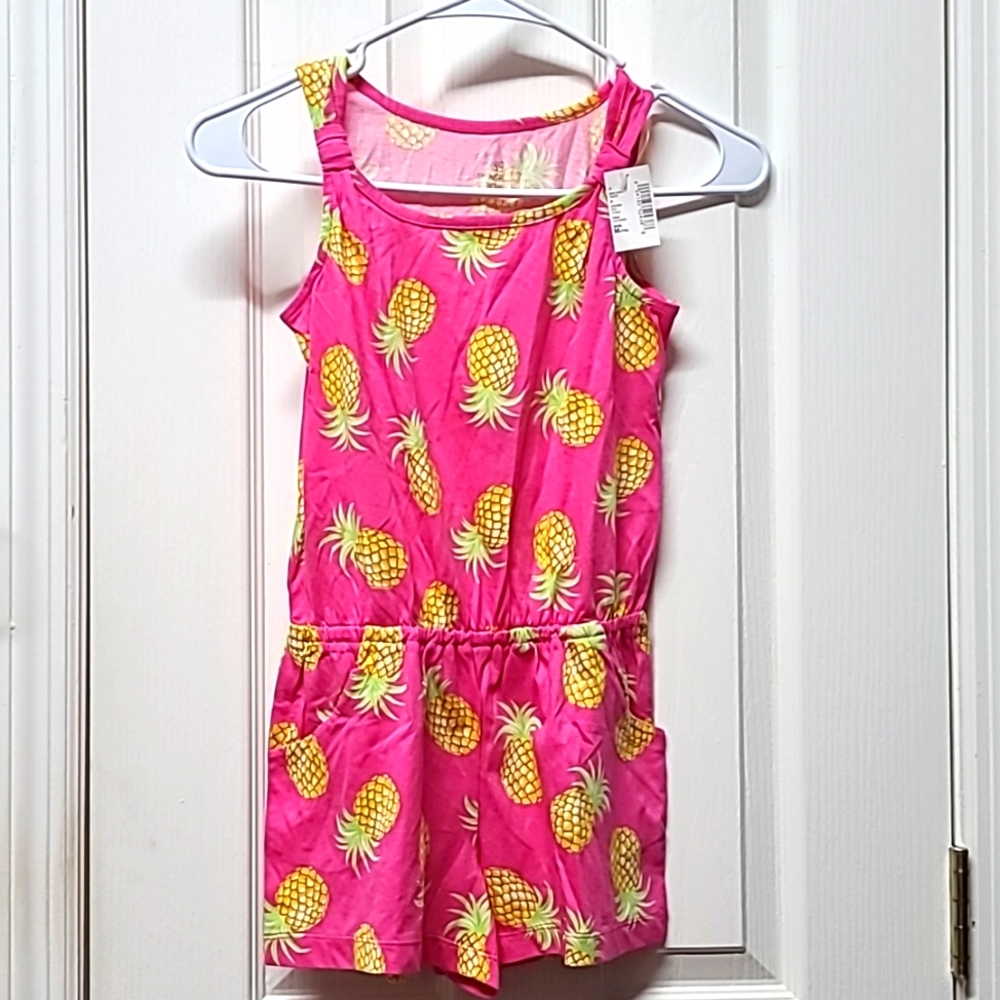 Lilly Pulitzer like Hot Pink Pineapple print M 7/8 Girls Romper TheChildren'sPla
